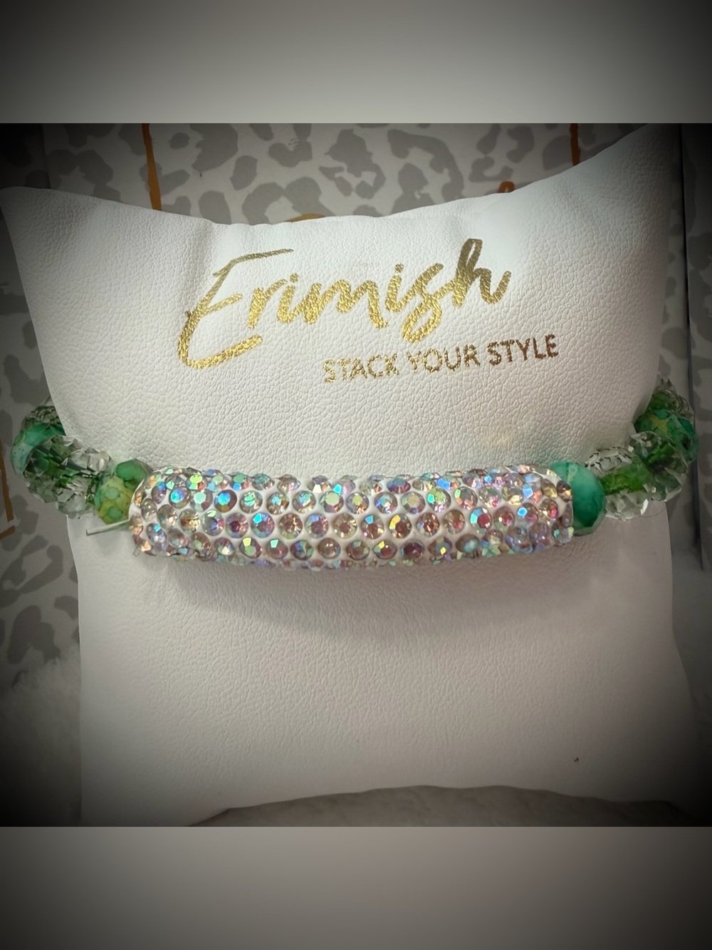 New ERIMISH Bracelet - Grass Green w/ HUGE Glitterbar Extended or Regular